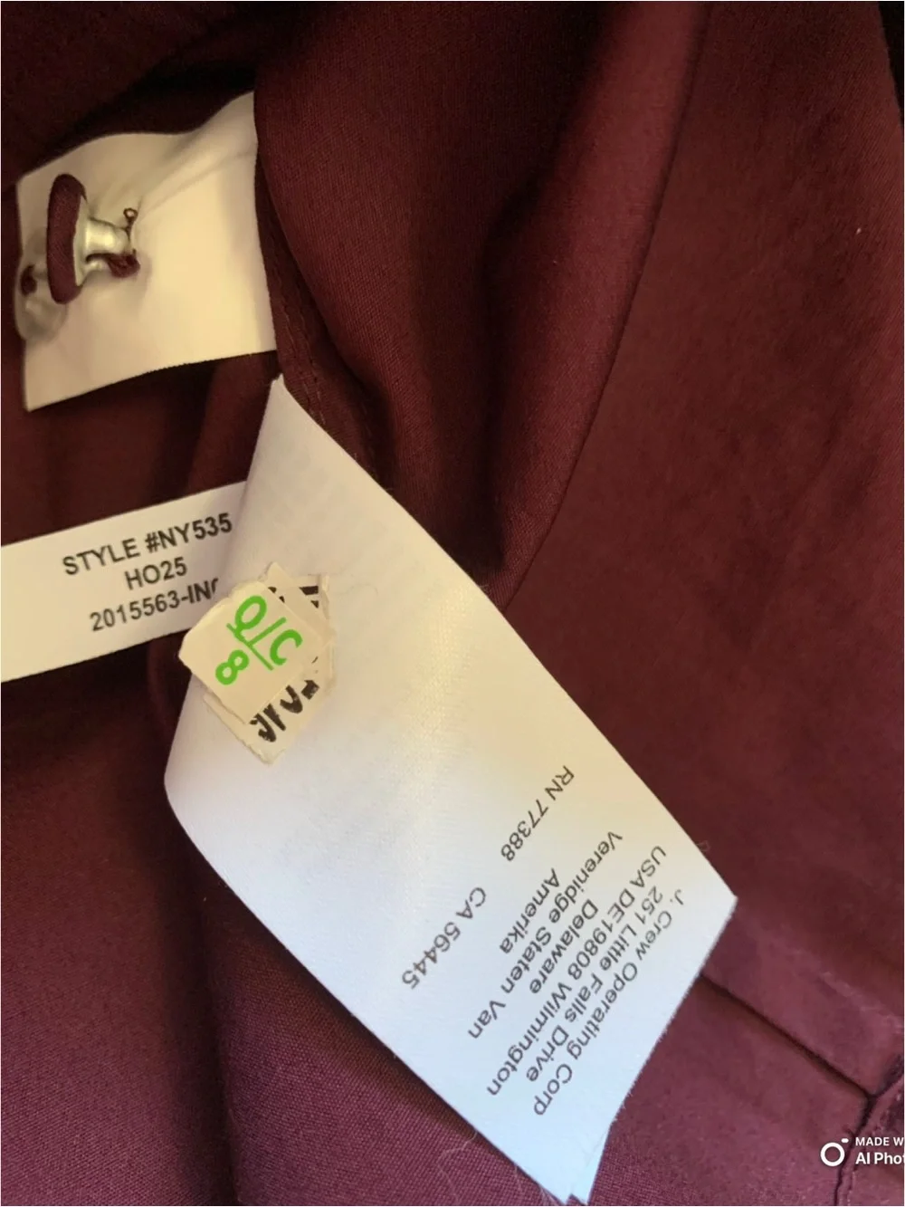 Madewell Large V-Neck Button Front Top With Neck Tie in Dark Pomegranate NWT